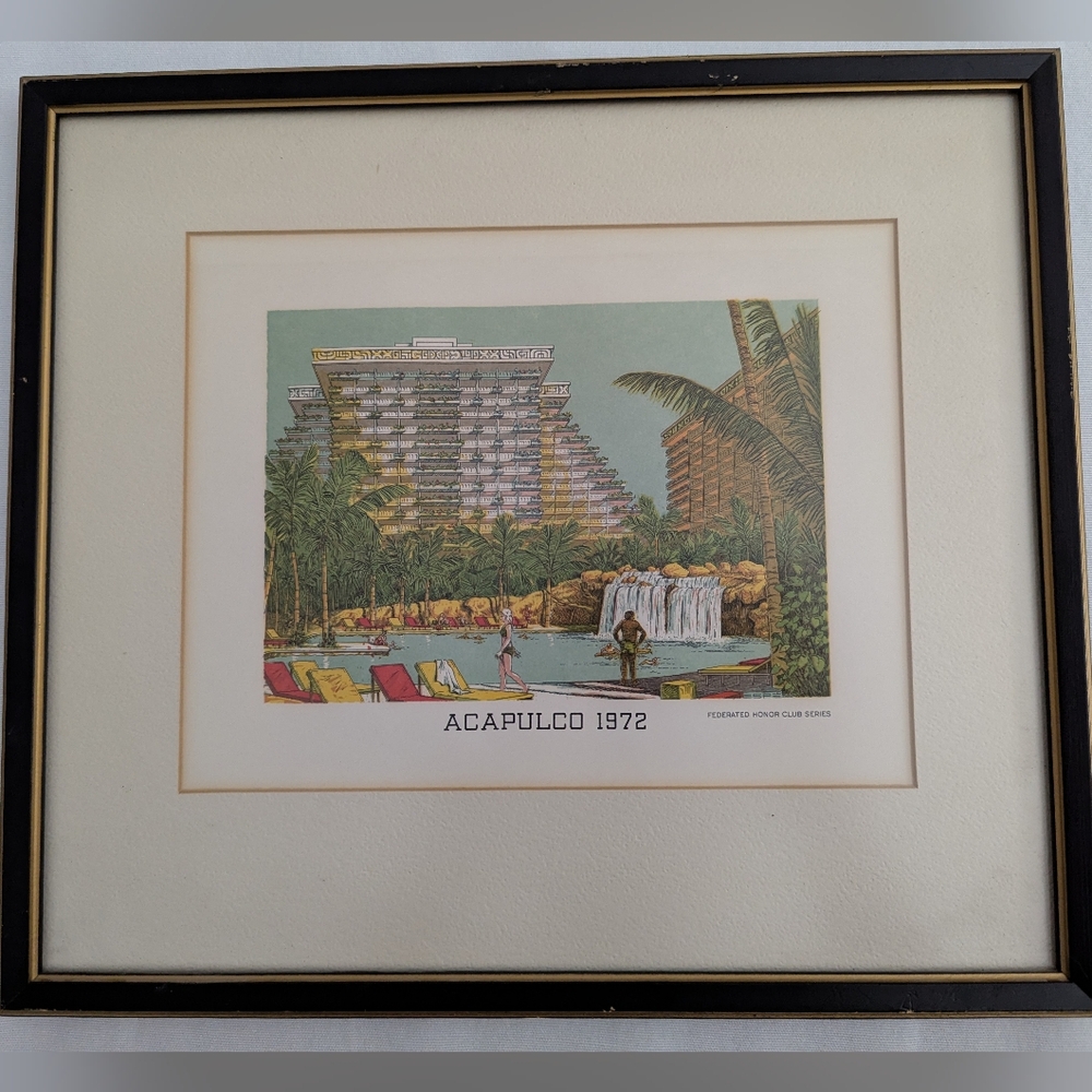 Vintage Acapulco 1972 Framed Travel Advertising Print